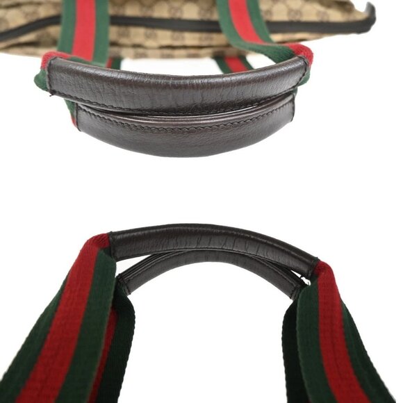 GUCCI GG Logo Sherry Line Shoulder Hand Bag Canvas Leather Beige Italy 67KC204 - Picture 15 of 16